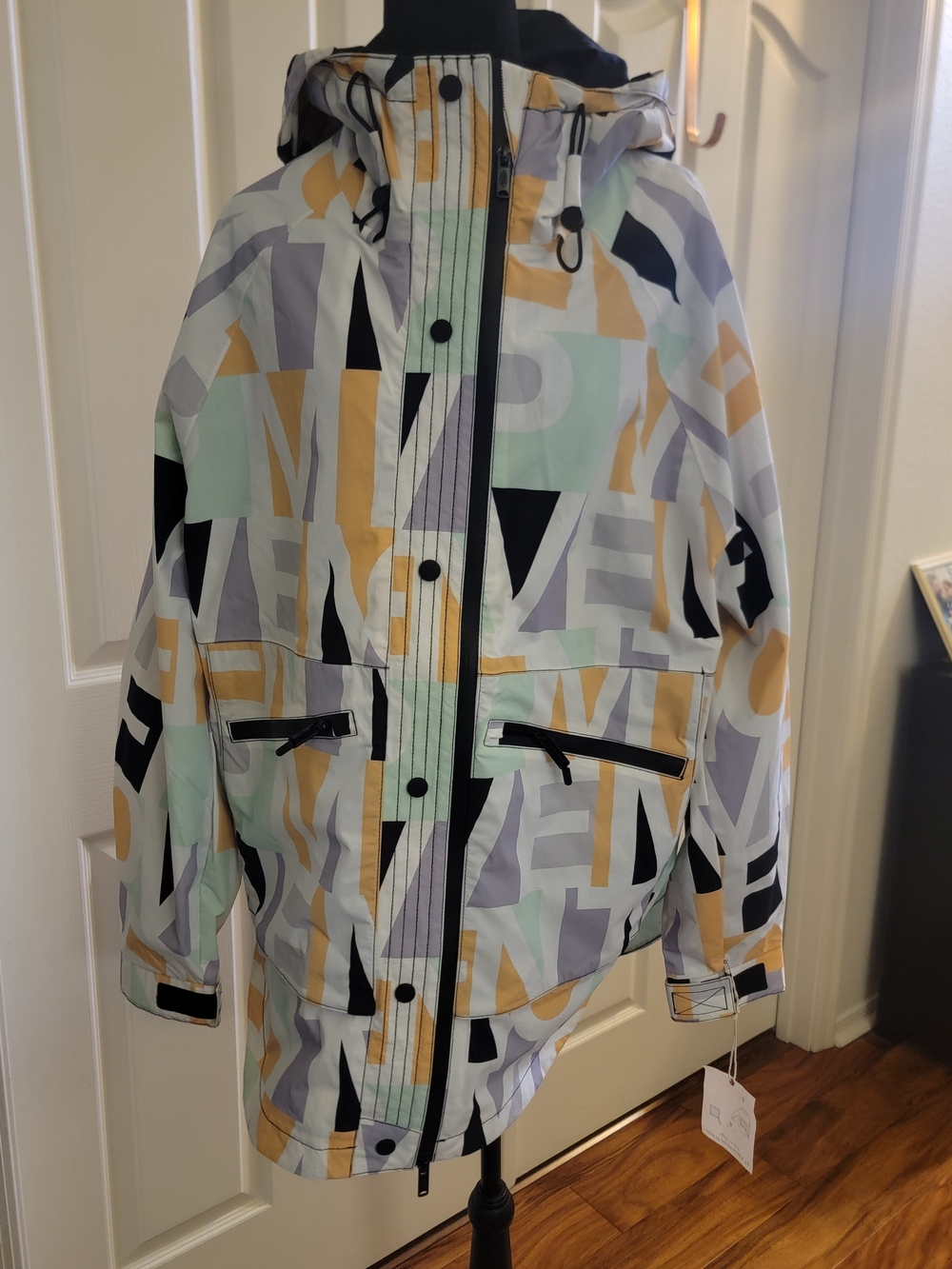 New Free People Singing in the Rain Jacket, Printed Hooded & Packable, SMALL.